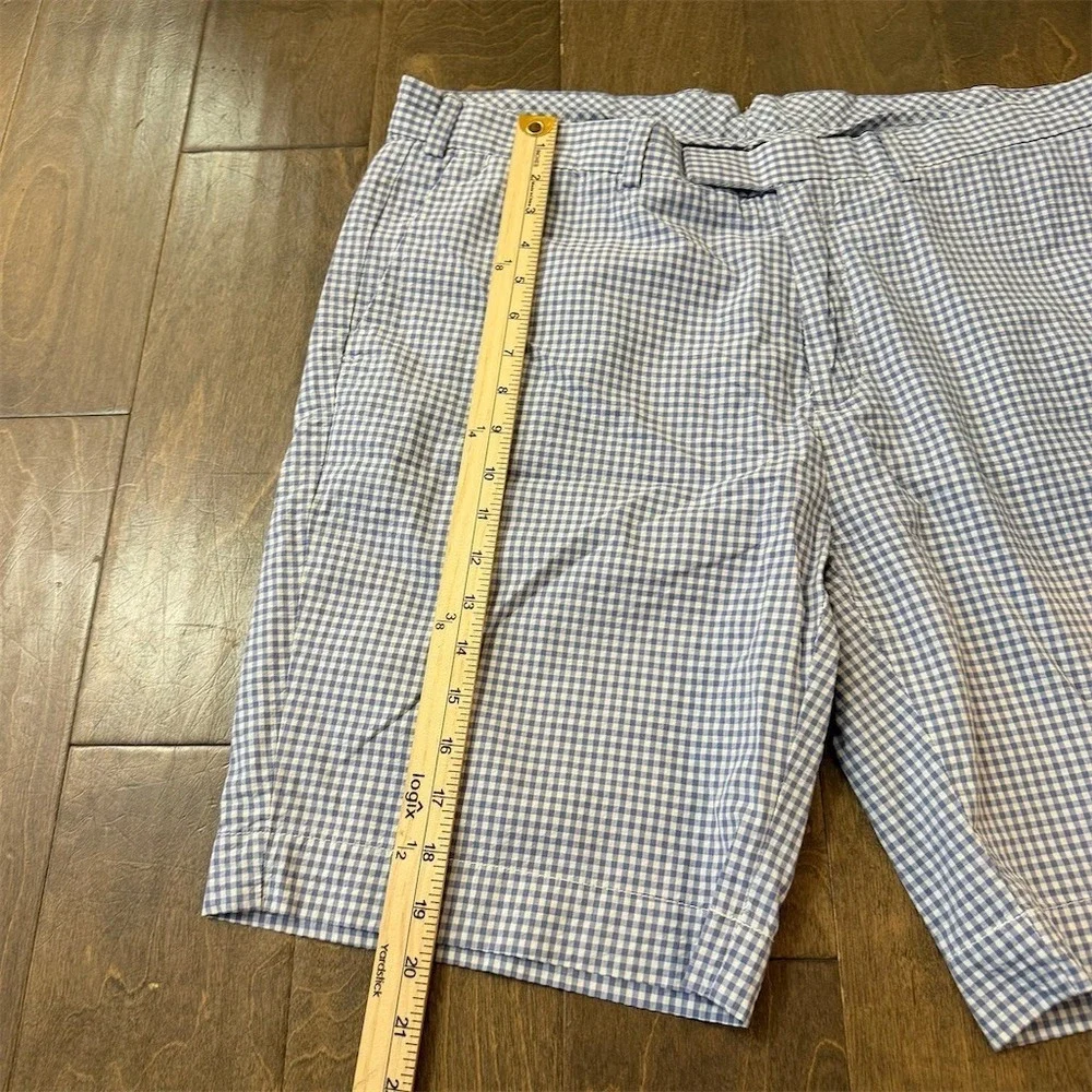 Polo Ralph Lauren Men's Chino Shorts 38 Blue White Gingham‎ Check Flat